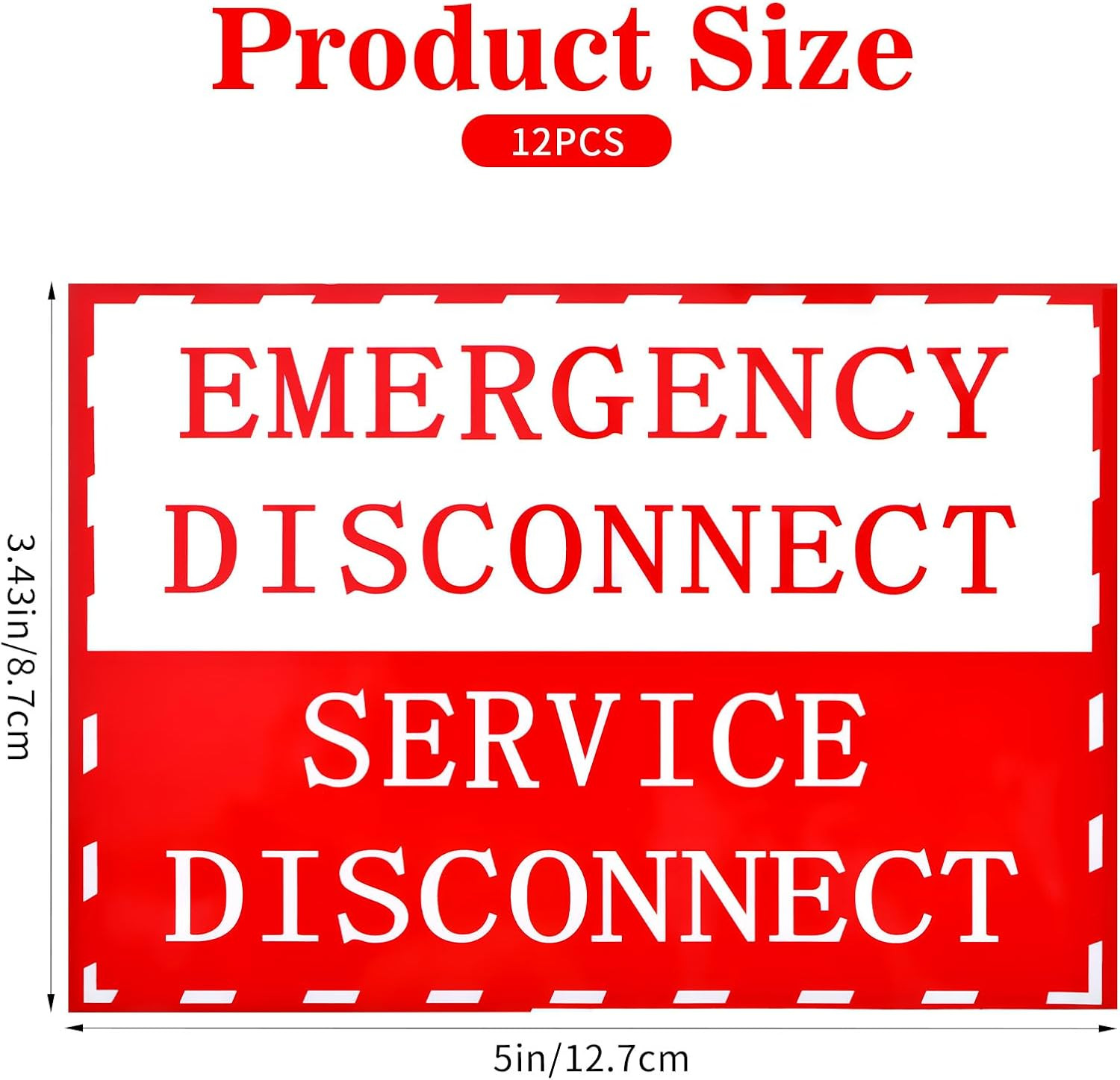 12PCS NEC Compliant Emergency Disconnect Sticker, 5X3.5 Inch Emergency-Disconnec