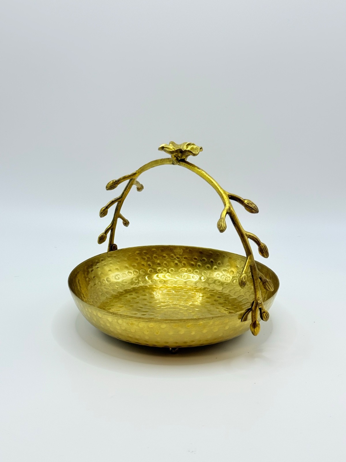 Heavy Copper Decorative Bowl with Floral Handle 🌸 Elegant Trinket & Candy Dish