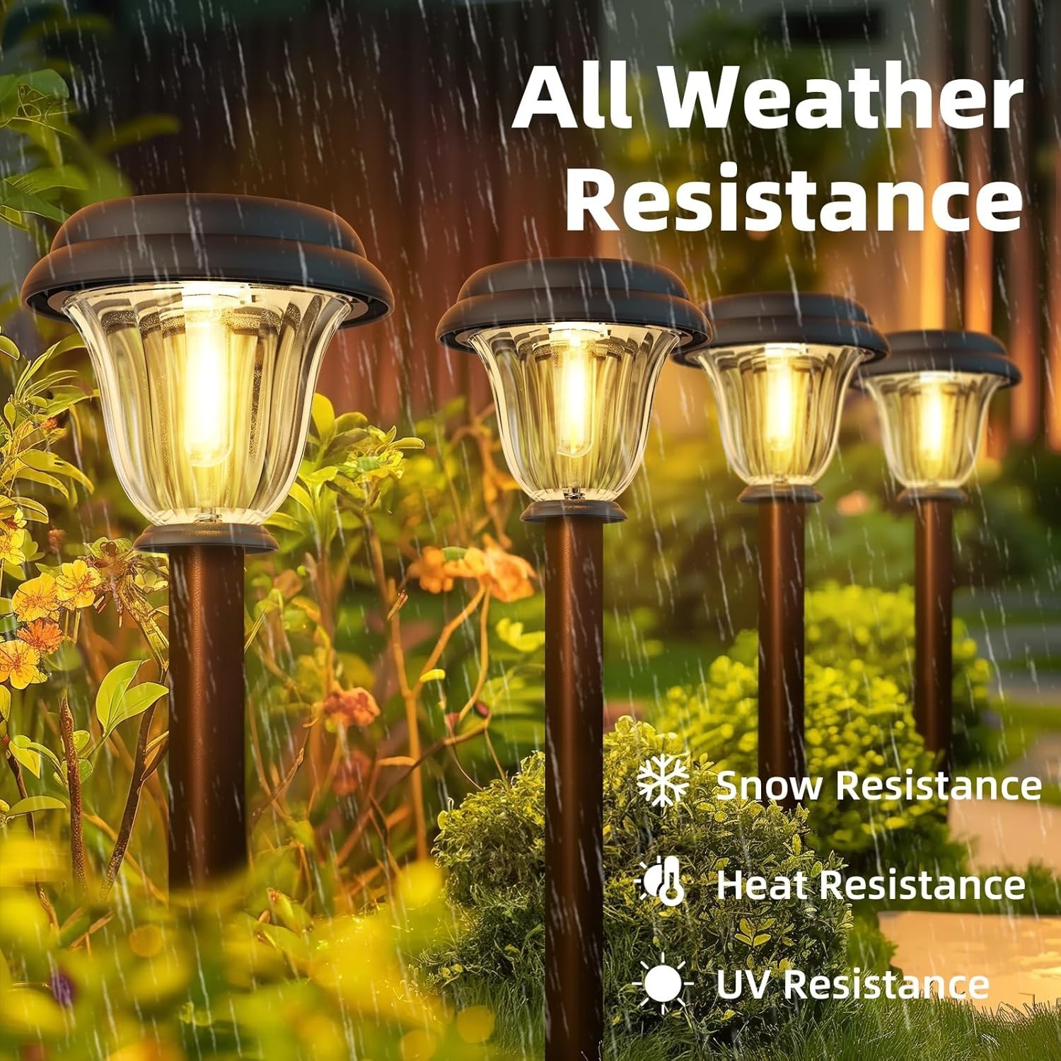 8 Pack Solar Lights Outdoor, Stainless Steel Glass Solar Pathway Lights, Auto…
