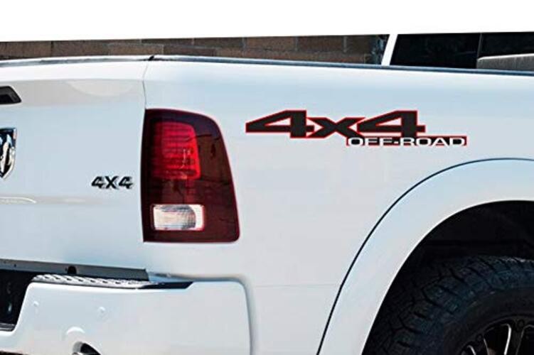 2 x Red and Black 4X4 Off Road 2 Color Block Outline Vinyl Decals Red/Black