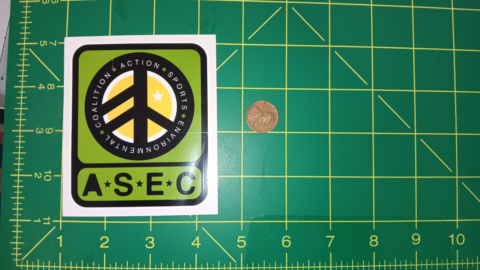 ASEC Sticker Decal Environmental Action Sports Coalition Peace Logo Green Vinyl