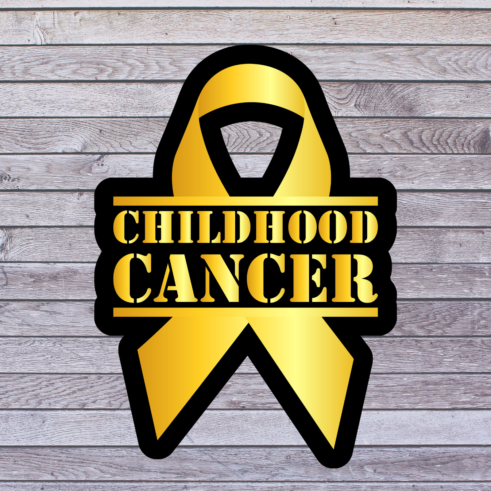 Cancer sticker vinyl decal awareness support childhood cancer ribbon gold 5″