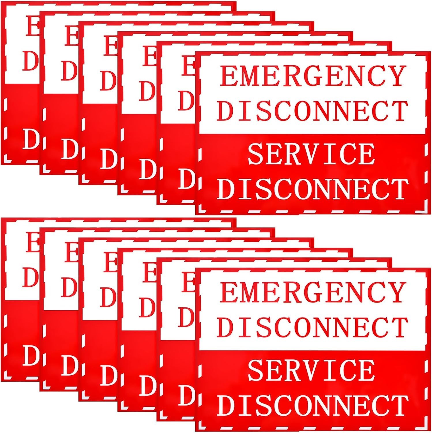 12PCS NEC Compliant Emergency Disconnect Sticker, 5X3.5 Inch Emergency-Disconnec