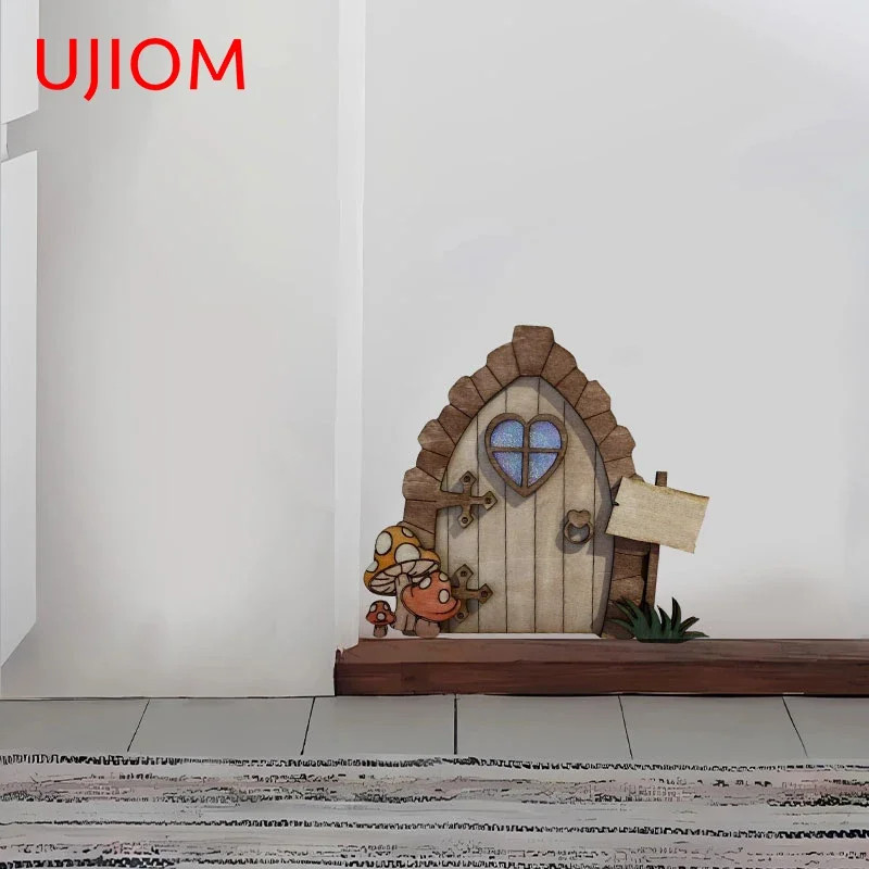 UJIOM 13cm Anime Wooden Door Wall Stickers Cute Creativite Vinyl Baby Nursery