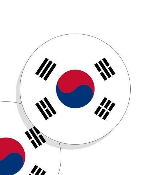 South Korea Flag Stickers Flag Decals Vinyl Round Set of 4 South Korean Flags