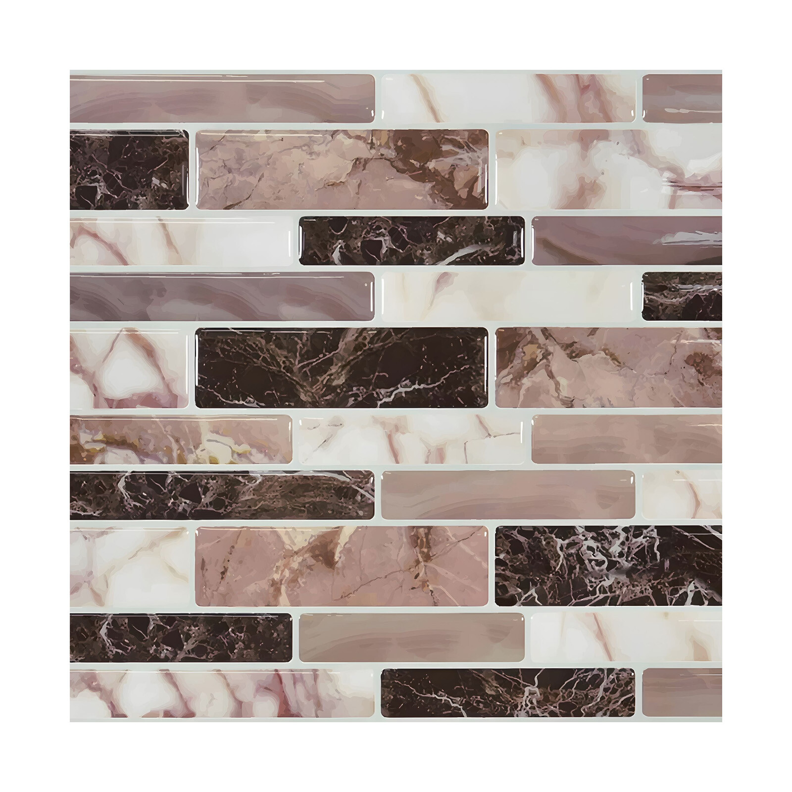 10PCS Peel and Stick Marble Wall Tile Stickers Waterproof for Kitchen Backsplash