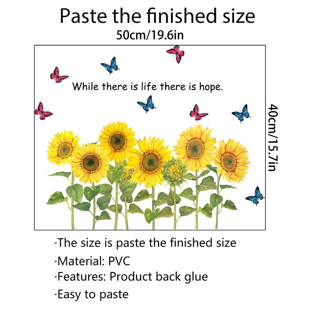 Fashionable Removable Sunflower Wall Sticker Flower Decor Waterproof Decals