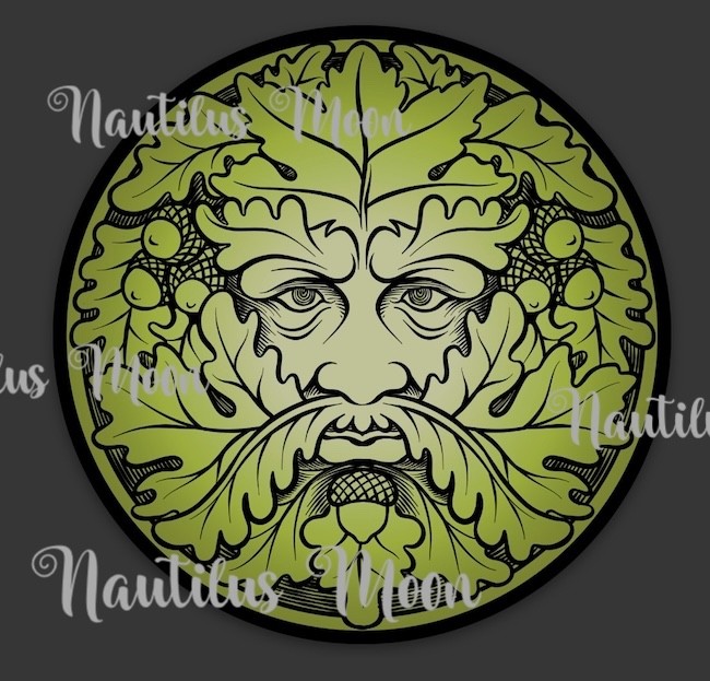 British Isles Folklore Green Man / Greenman Vinyl Sticker 3″ Circle – Free Ship