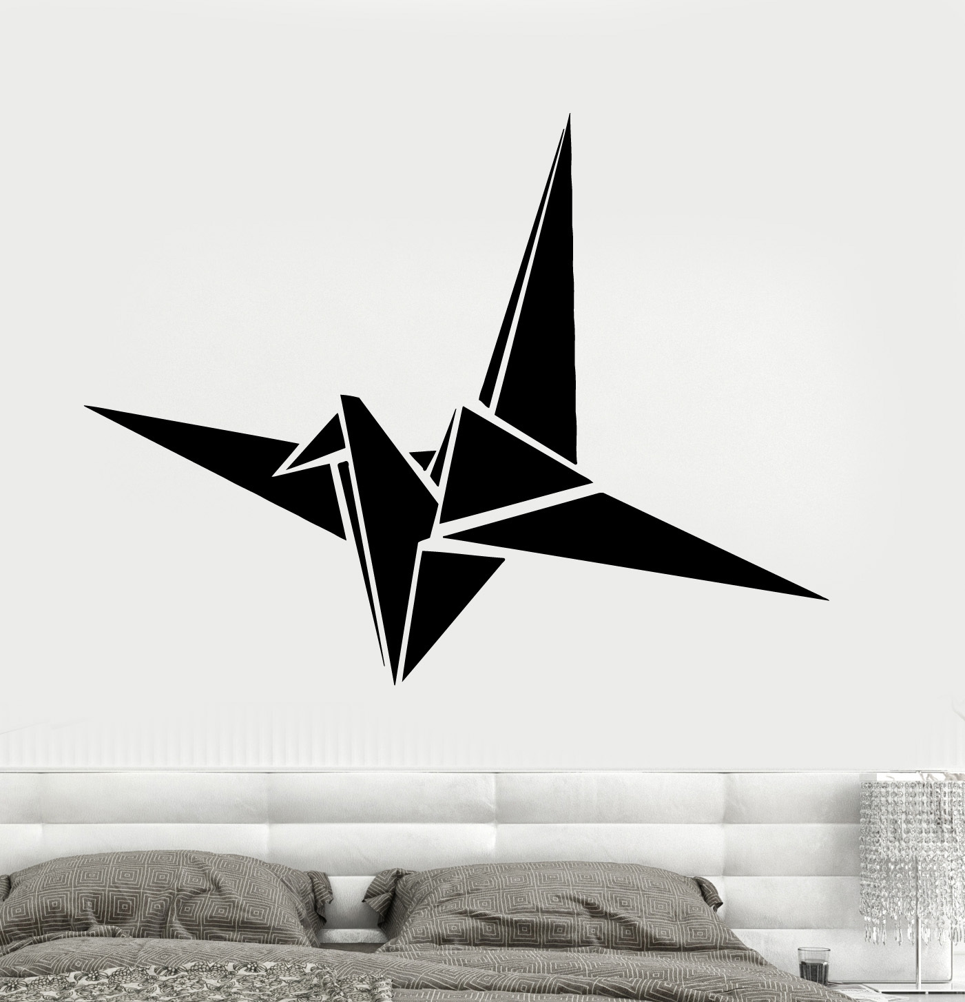 Wall Vinyl Decal Origami Crane Modern Contemporary Decor For Bedroom z3713