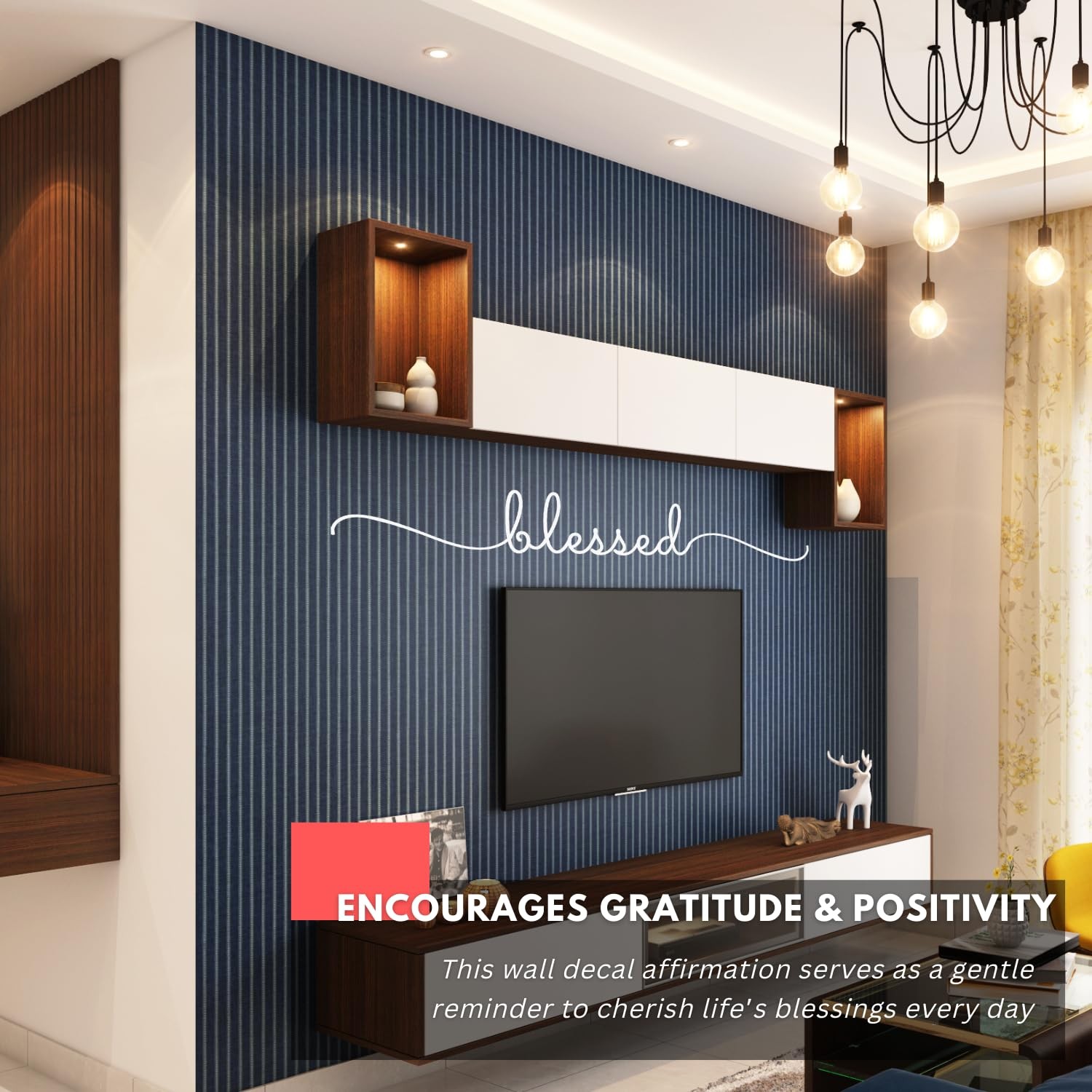 – Blessed – Inspirational Living Room Wall Decals for Family Decal Quote Word…