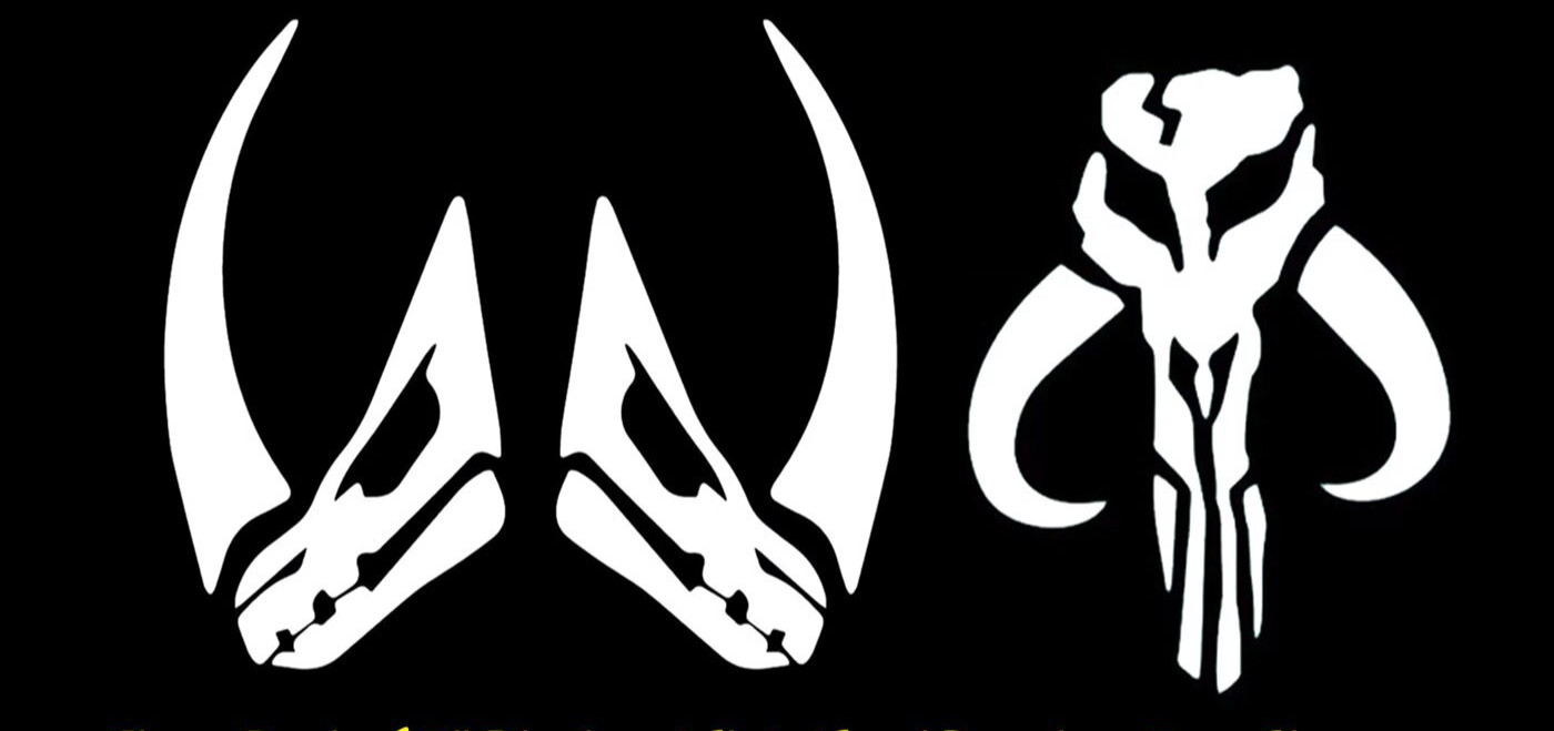 Mandalorian Skull & Mudhorn Signet Three 5″ Vinyl Decals – Color Options