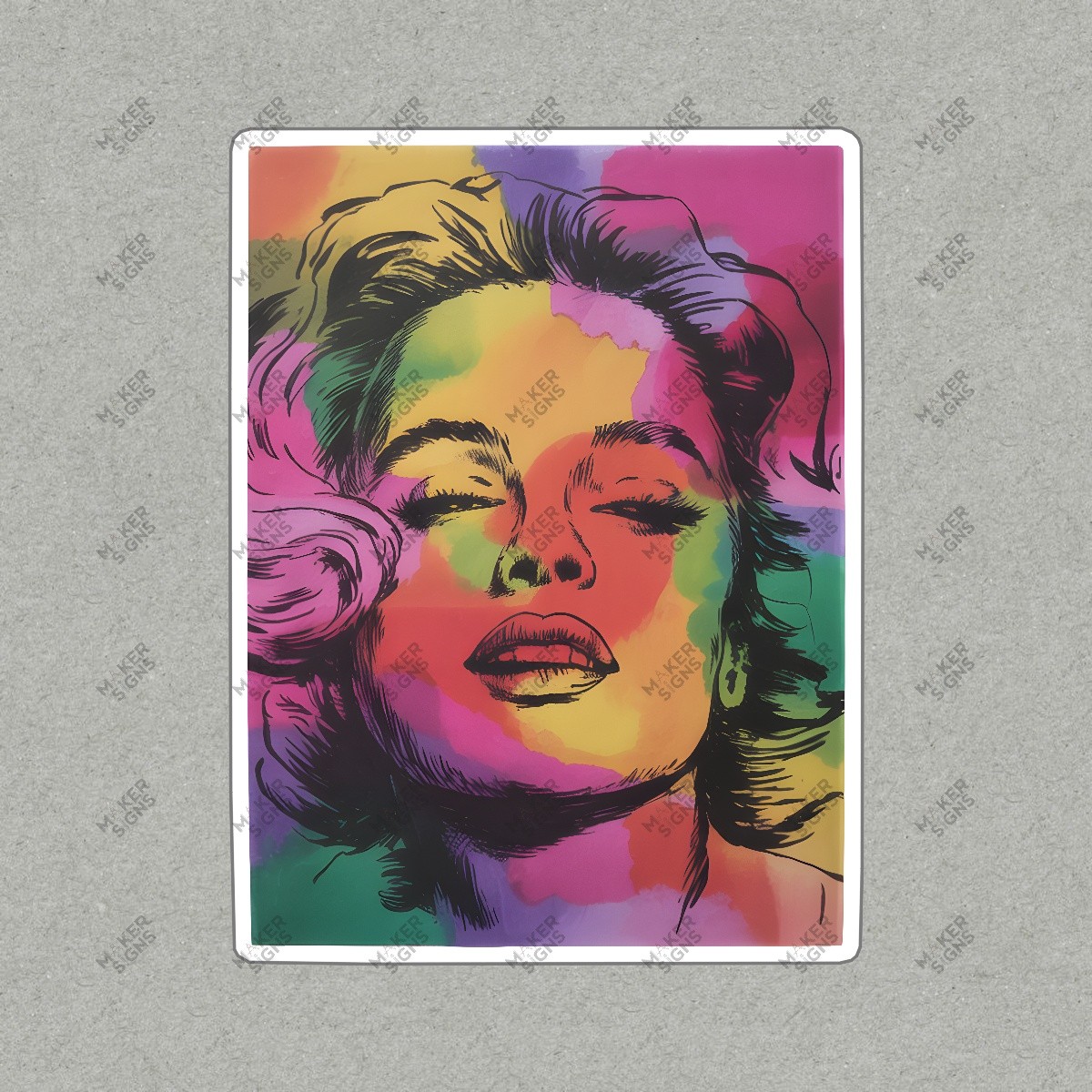 Vibrant Abstract Art Print of Serene Woman Colorful Home Decor #8286