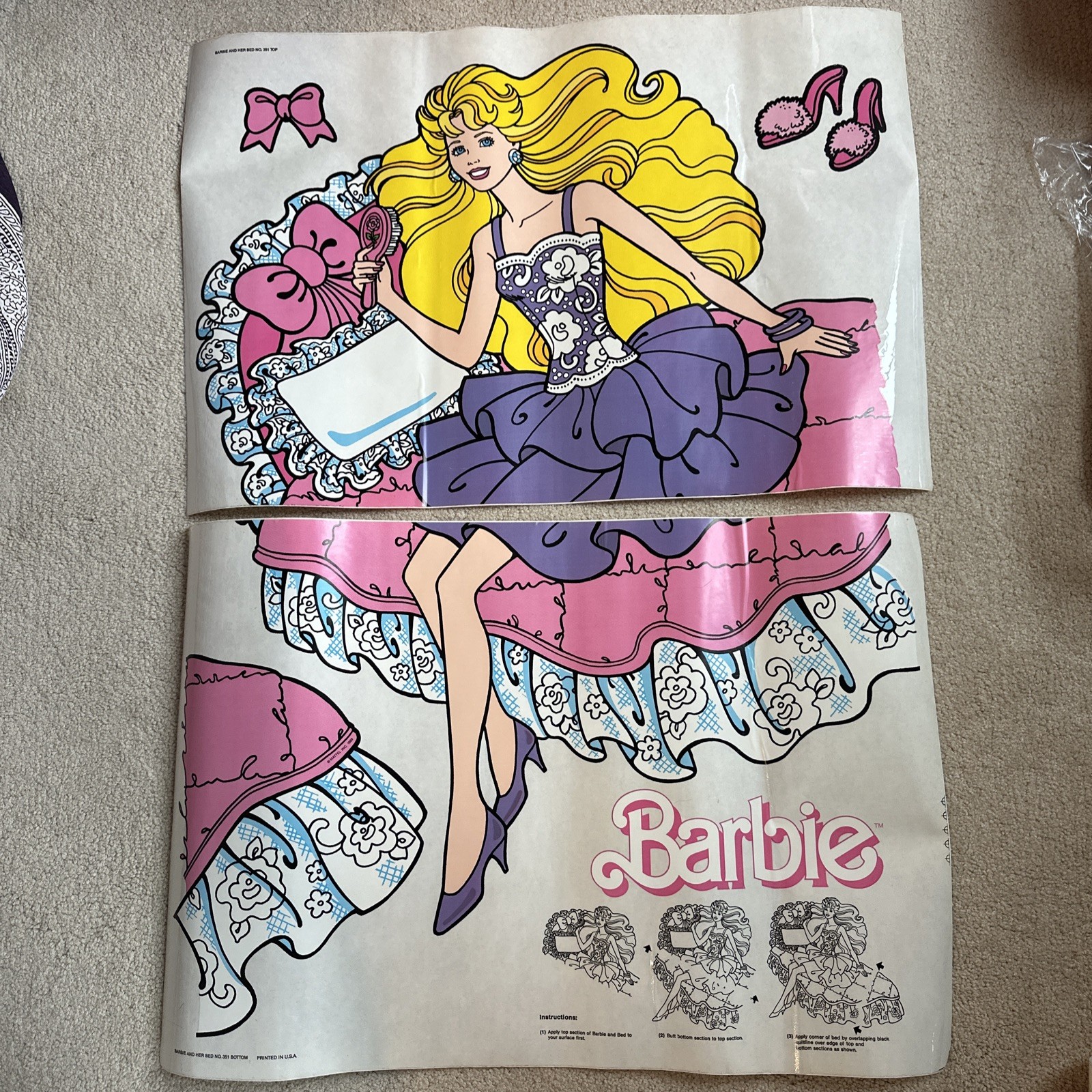 1989 BARBIE Vtg Priss Prints Room Decorations Do it Yourself Mylar Stickers Set