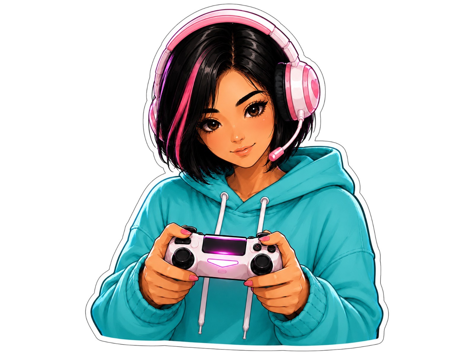 Gamer Girl Sticker Decal – Gamer Girl Controller Laptop Window Car 3.2″