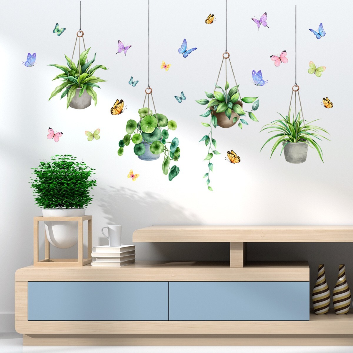 Wall Stickers Hanging Flower Pot Butterfly Bracket-Plant Home Decor All Rooms