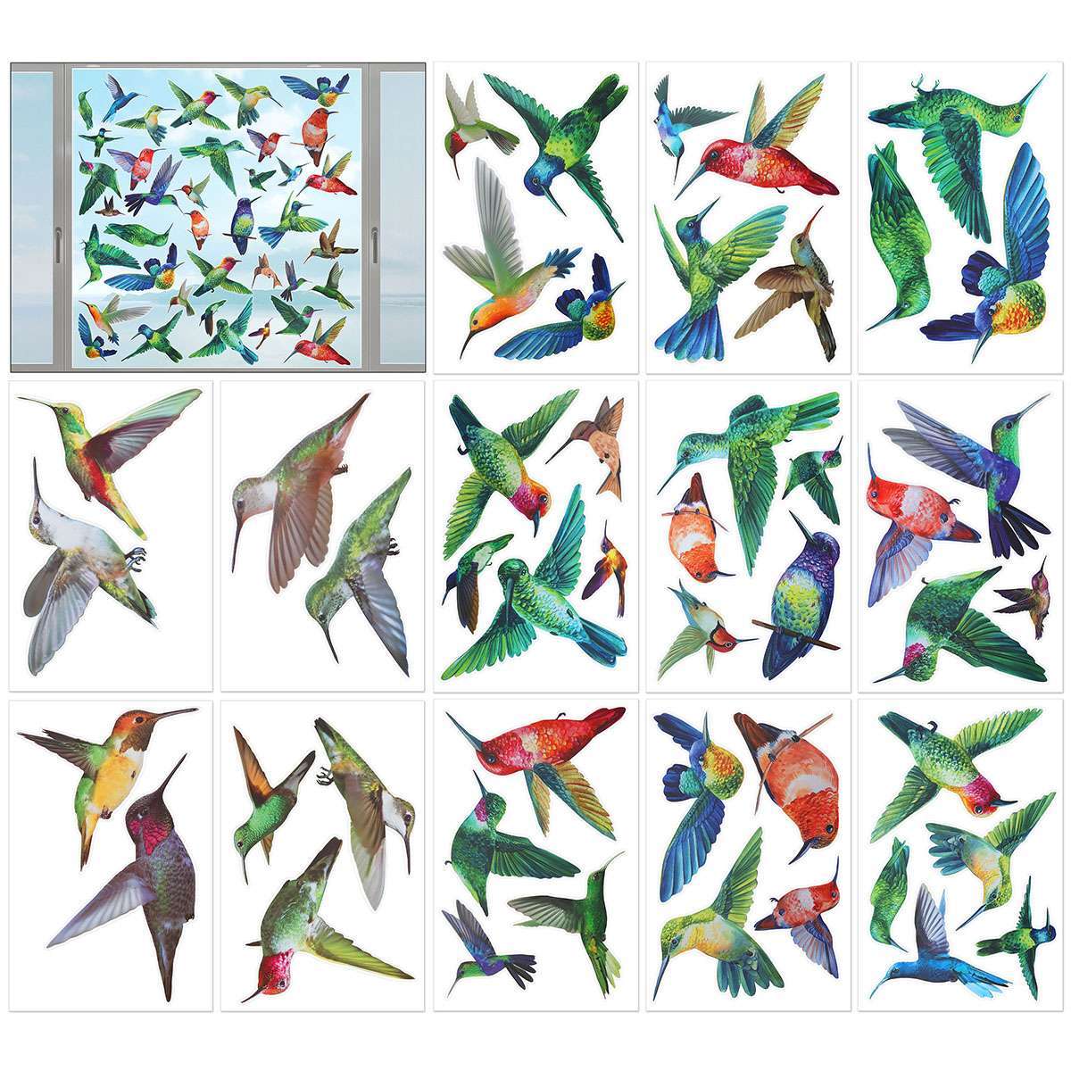 Hummingbird Window Clings Non Adhesive Vinyl Stickers Beautiful Glass Decals