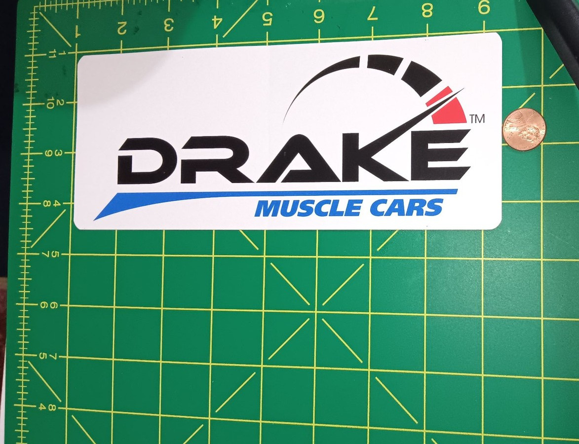 Drake Muscle Cars Vinyl Sticker Decal Large Logo Automotive Race Emblem White