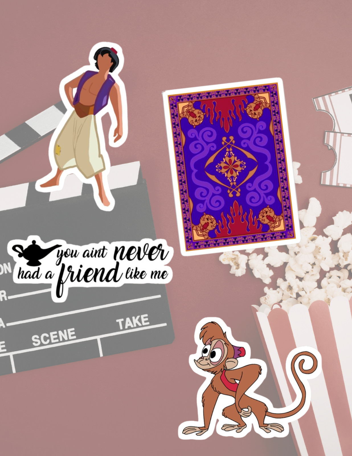Aladdin Kids Movie 4pc Sticker Pack