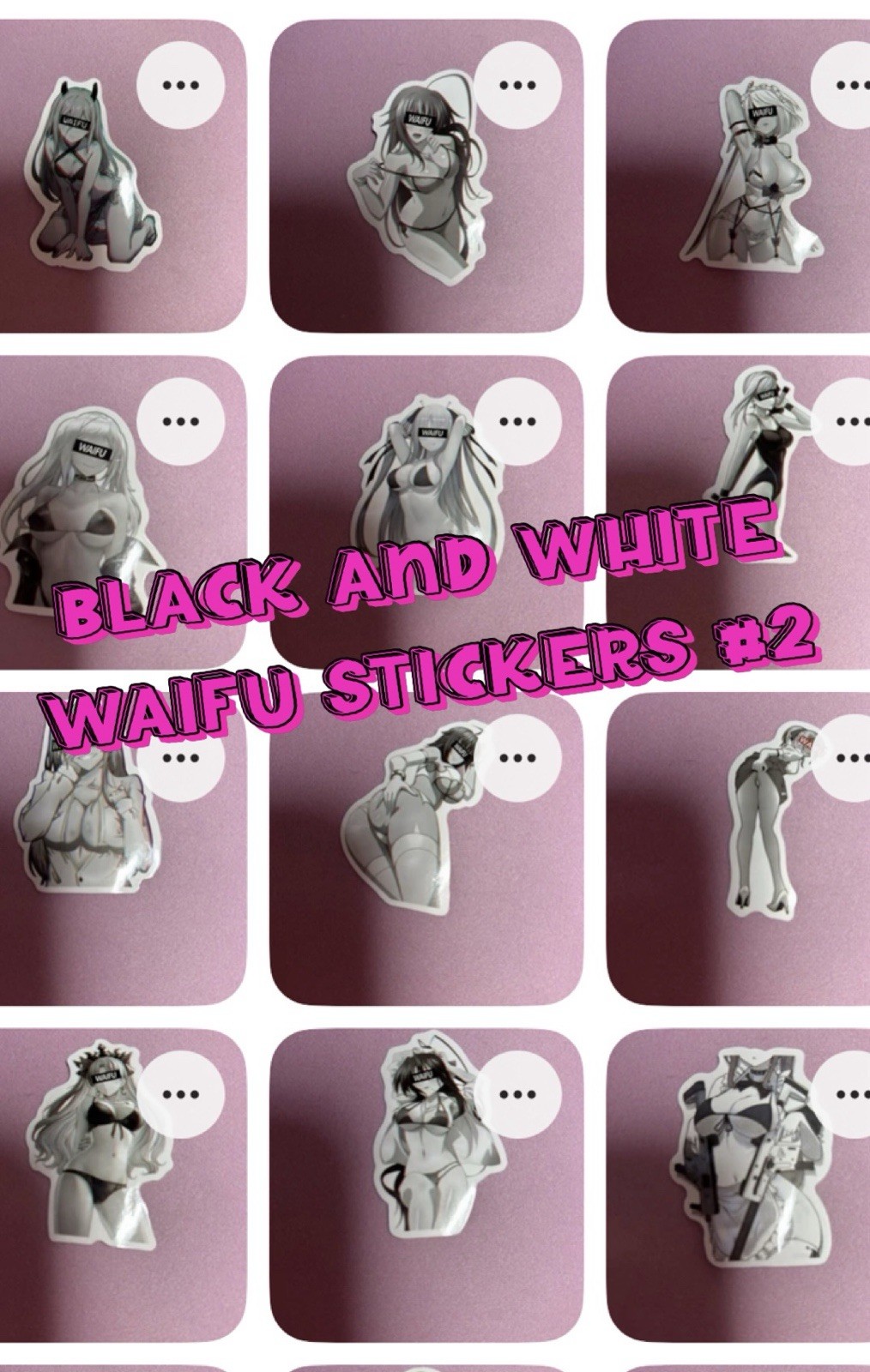 black and white waifu lewd stickers #2