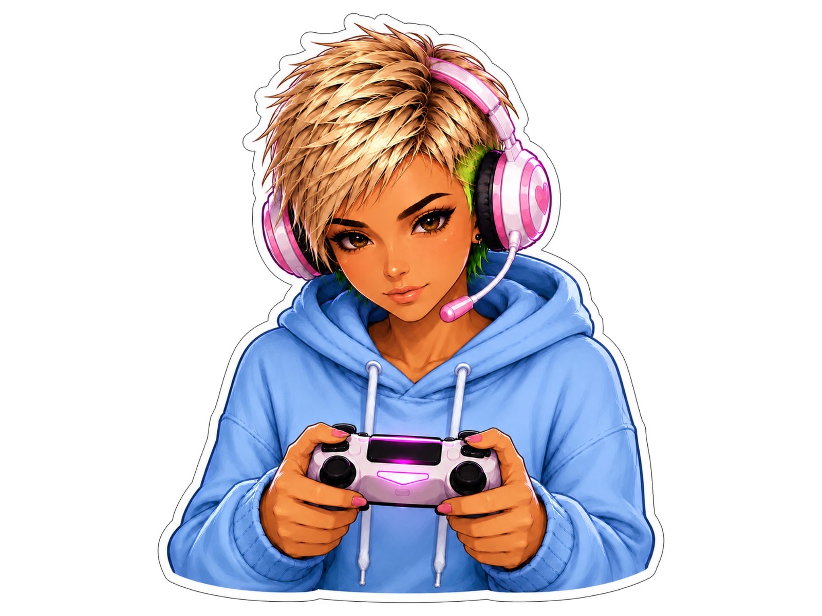 Gamer Girl Sticker Decal – Gamer Girl Controller Laptop Window Car 3.2″