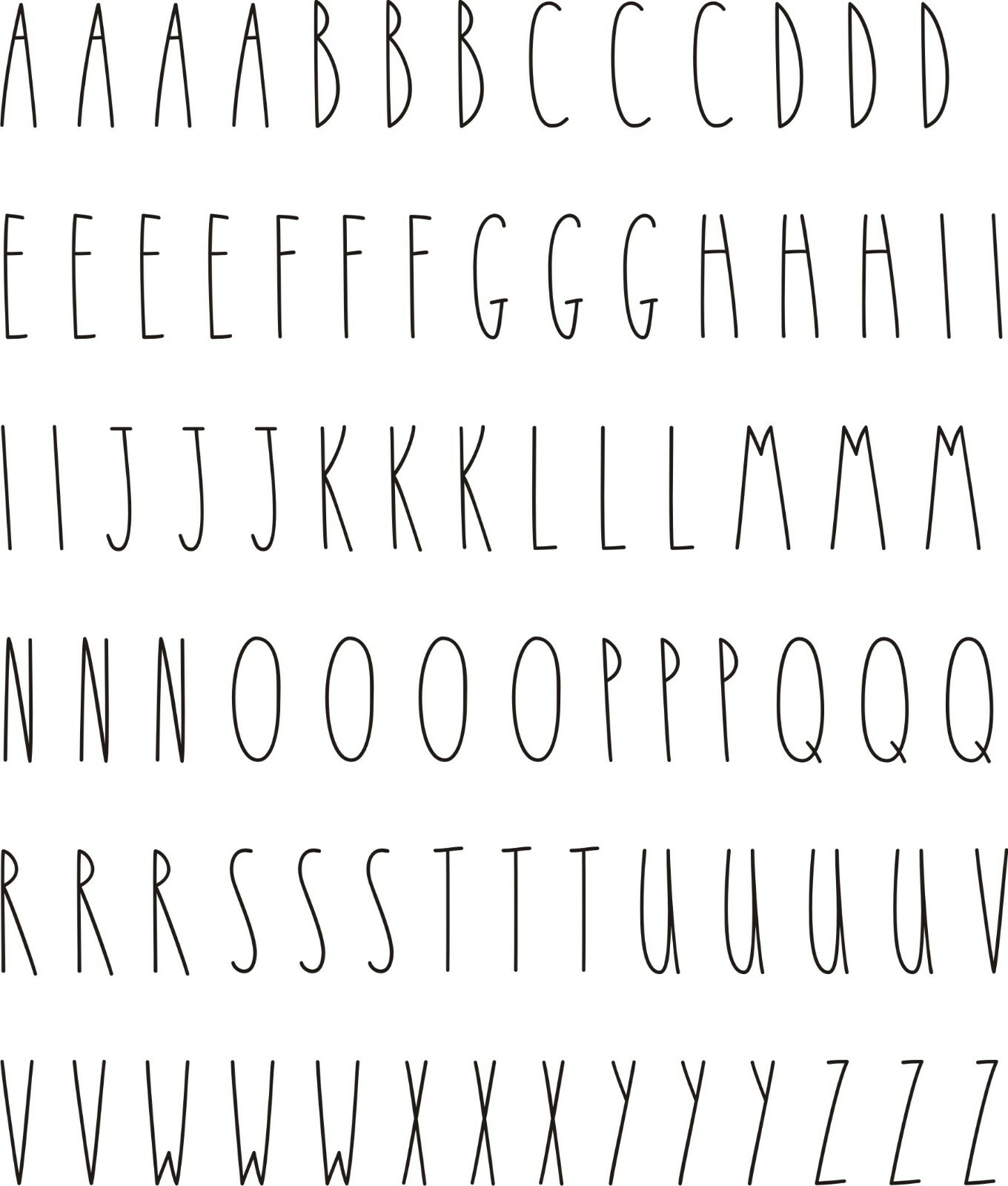 Rae Dunn Inspired letters Decal Vinyl Sticker (2 inch letters) 83 total letters