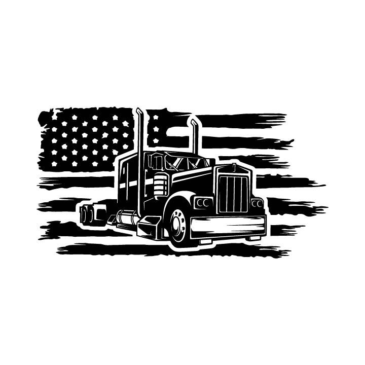 Distressed American Flag Semi Truck USA Patriot Trucker Freedom Decal Sticker