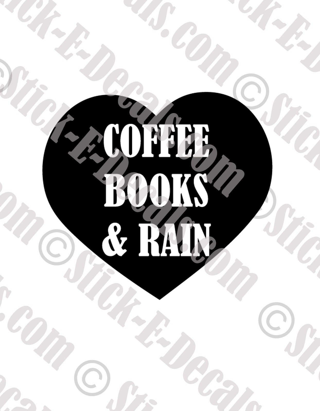 Coffee Books Rain Heart Vinyl Decal Sticker – FREE USA SHIPPING