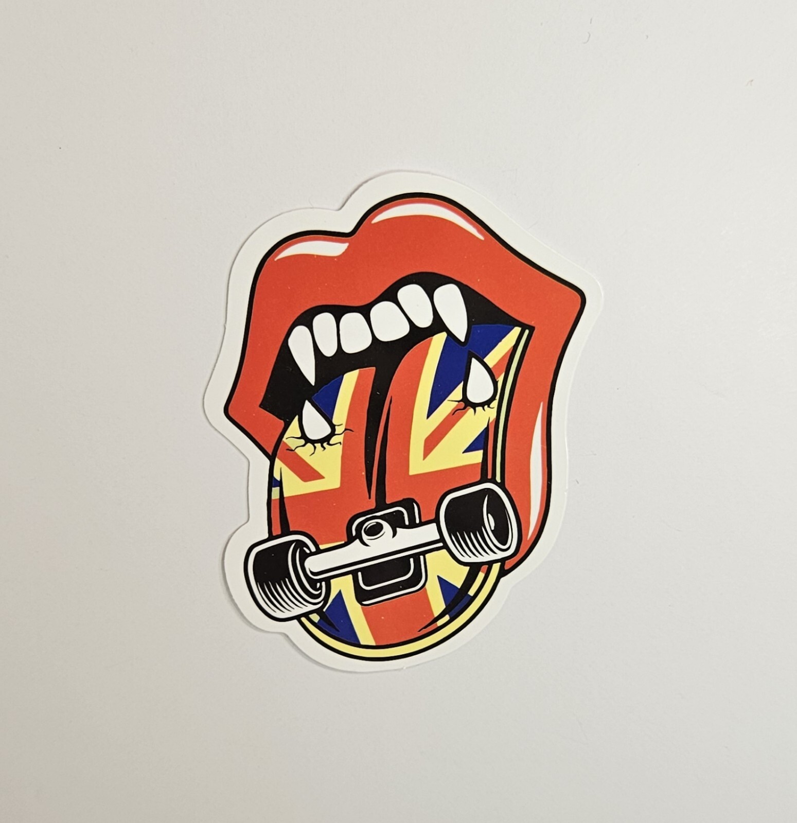 Tongue Out Sticker Decal Motif: Skateboard Sticker British Flag Vampire Retro