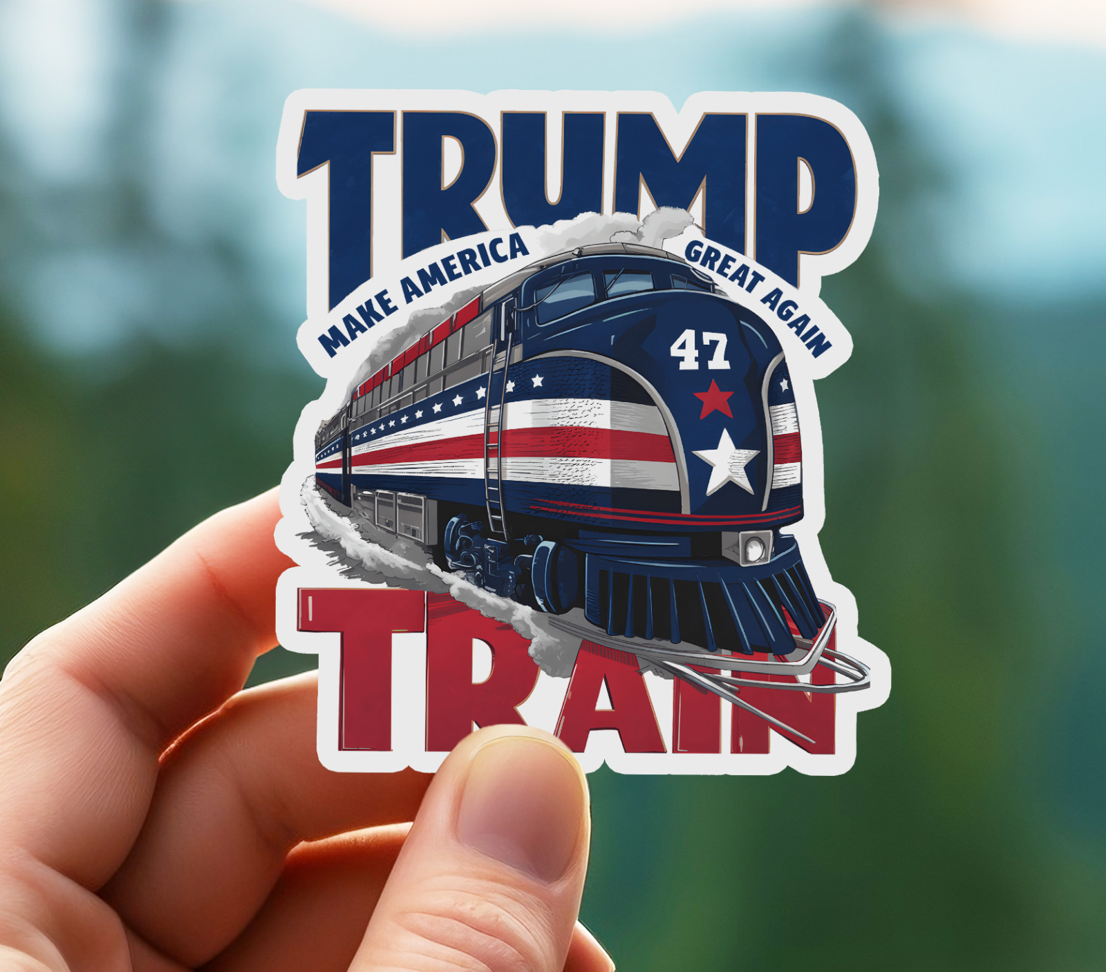 NEW- MAGA – TRUMP TRAIN 2024 “Make US Great AGAIN” Vinyl Sticker 3×3.5 INCHES