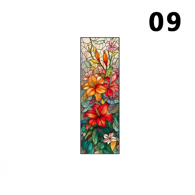 Church Flower Stained Glass Window Film Waterproof Sunscreen Frosted Stickers