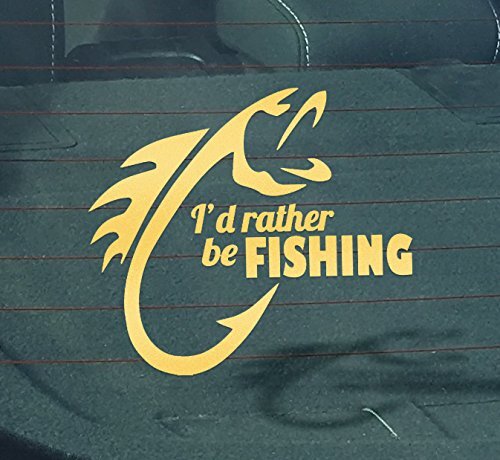 CMI I’d Rather Be Fishing Decal | 6.5-Inches Wide | Premium Quality Gold Vinyl