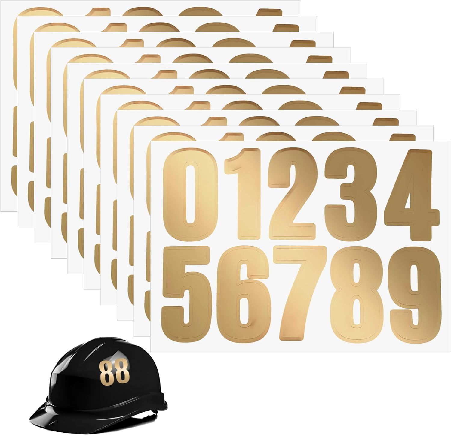 10 Sheets/100 Pcs Helmet Numbers Sticker, Self Adhesive Sports Number Stickers 1