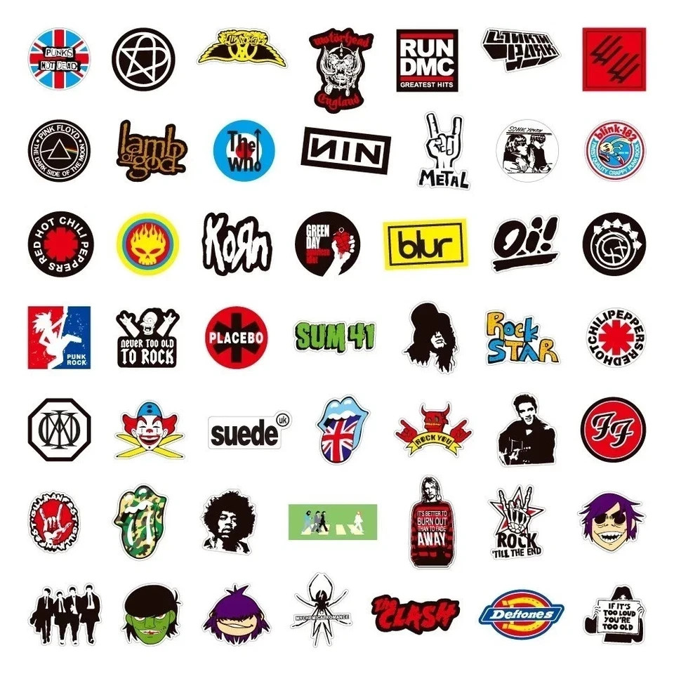 100PCS Rock Band Stickers Lot Punk Music Heavy Metal Bands Sticker Decal