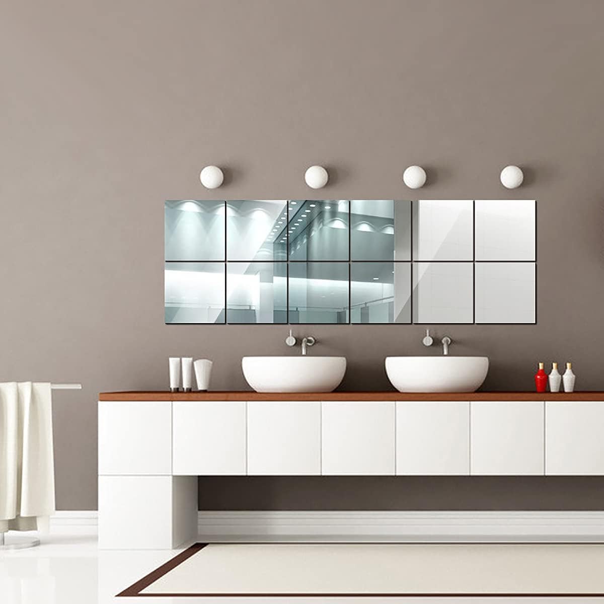 10 Pieces Flexible Mirror Sheets Self Adhesive Decorative Plastic Mirror Tiles