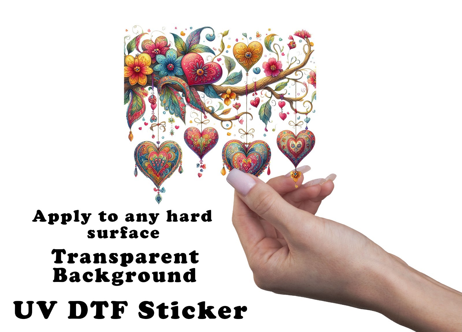 Boho Heart Swag UV DTF Transparent Sticker / Decal