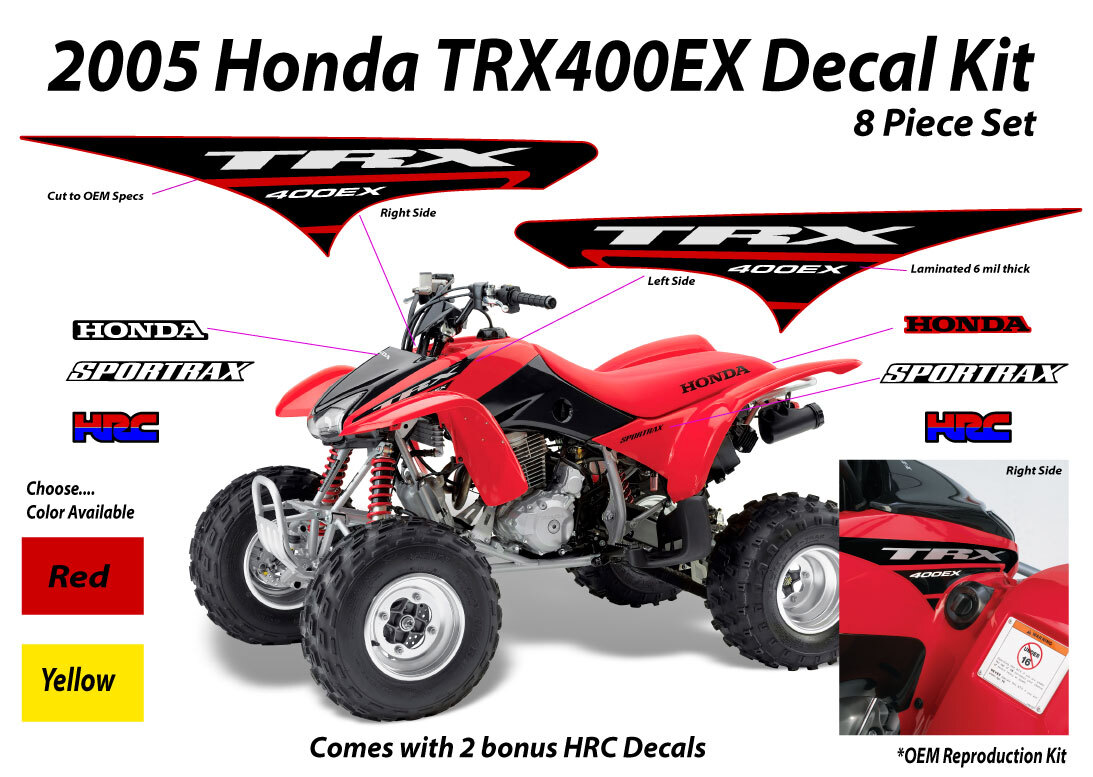 2005 HONDA TRX 400EX Decal Sticker OEM kit Red Yellow Plastic 400 ATV Quad