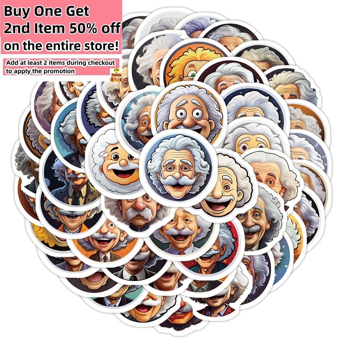 50 Pcs Stickers Genius Einstein Laptop Luggage Graffiti Fridge Phone Car Vinyl