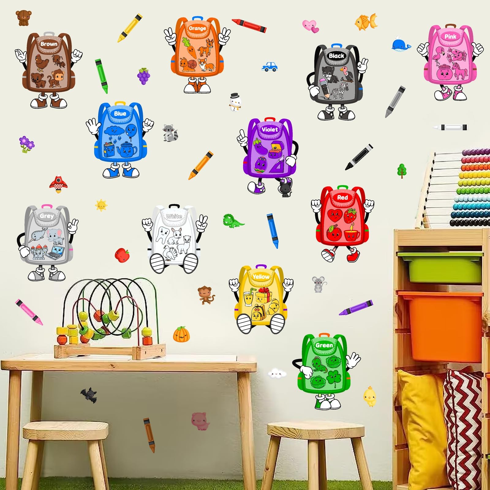 Colorful Classroom Wall Decals Color Learning Window Stickers Educational Wal…