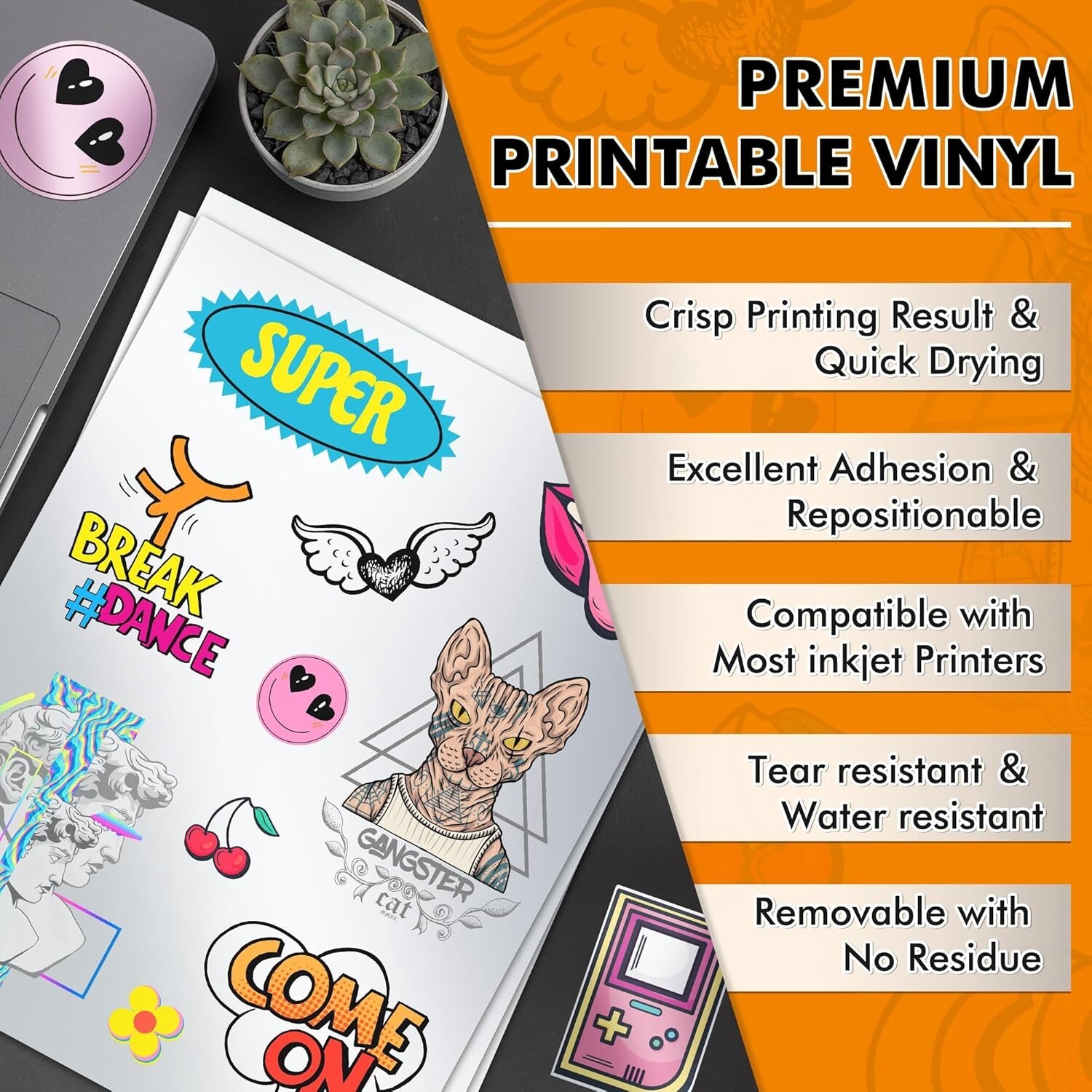 Koala Printable Vinyl Sticker Paper Inkjet Printer Matt Silver Waterproof 8.5×11