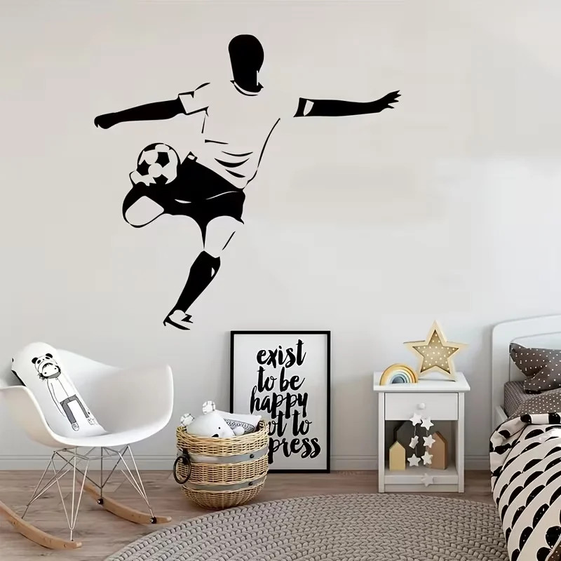 Contemporary Soccer Player Wall Sticker Pasted Waterproof Vinyl Decal Bedroom