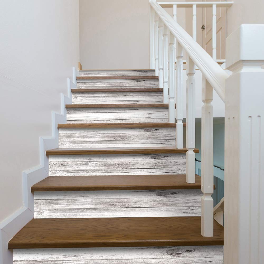 14 Strips Peel and Stick Stair Risers Stickers, Self Adhesive Vinyl Stair Sti…