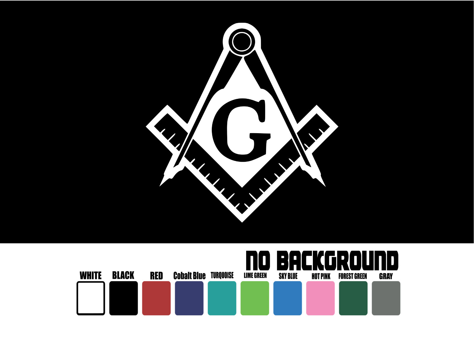Masonic Freemason Compass Square Mason Emblem Vinyl Decal Sticker Car Truck Wall