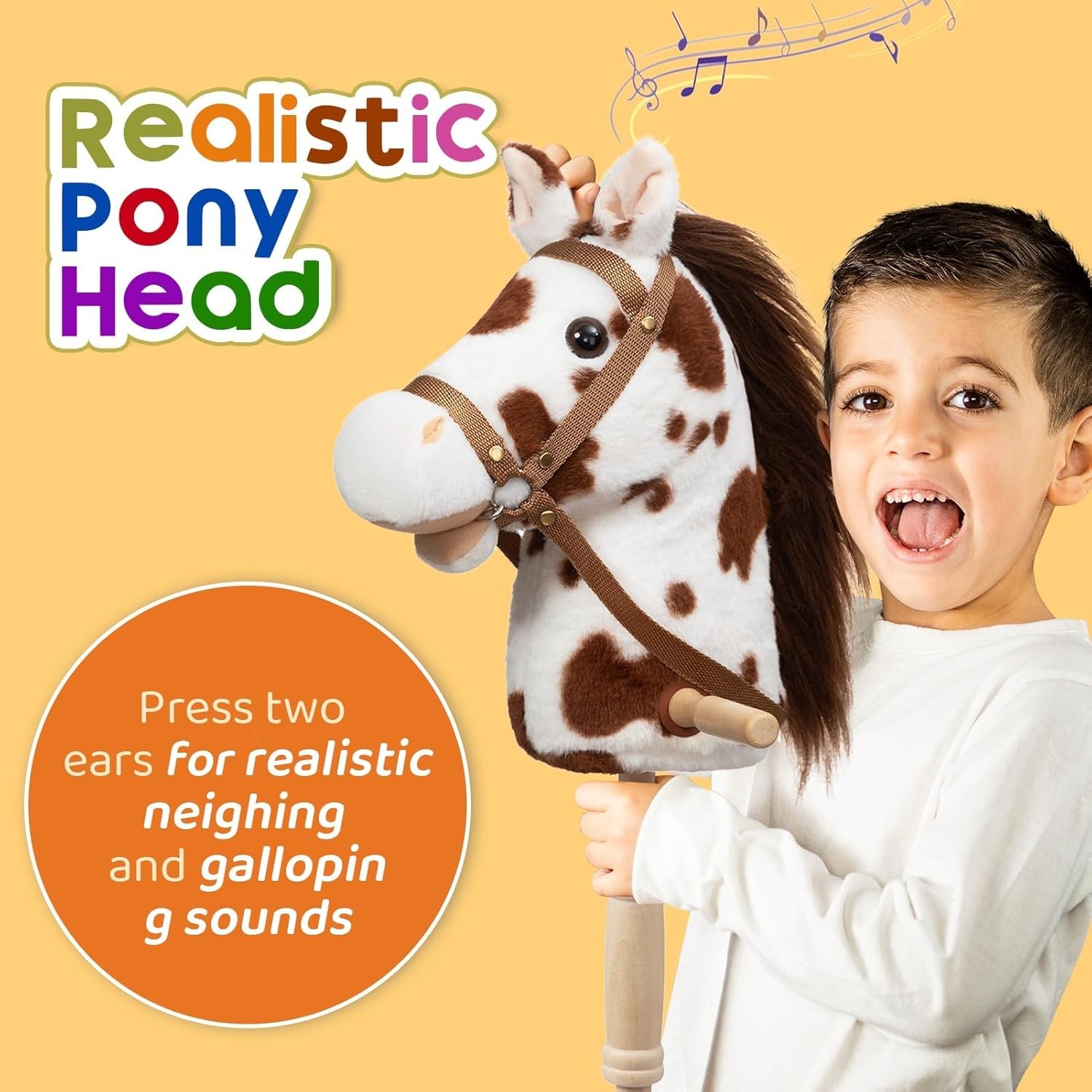 Stick Horse Plush Handcrafted Hobby Horse on a Stick with Wood Wheels Real Pony