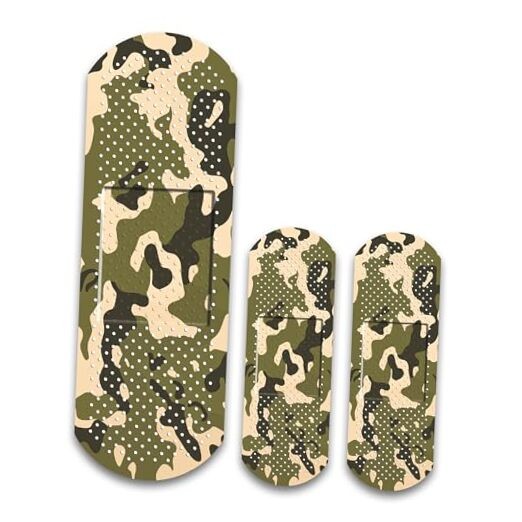 Camo Bandage Band Aid Decal Sticker – 3 Pack – 1-9×3 Inch and 2-5×1.67 Inch