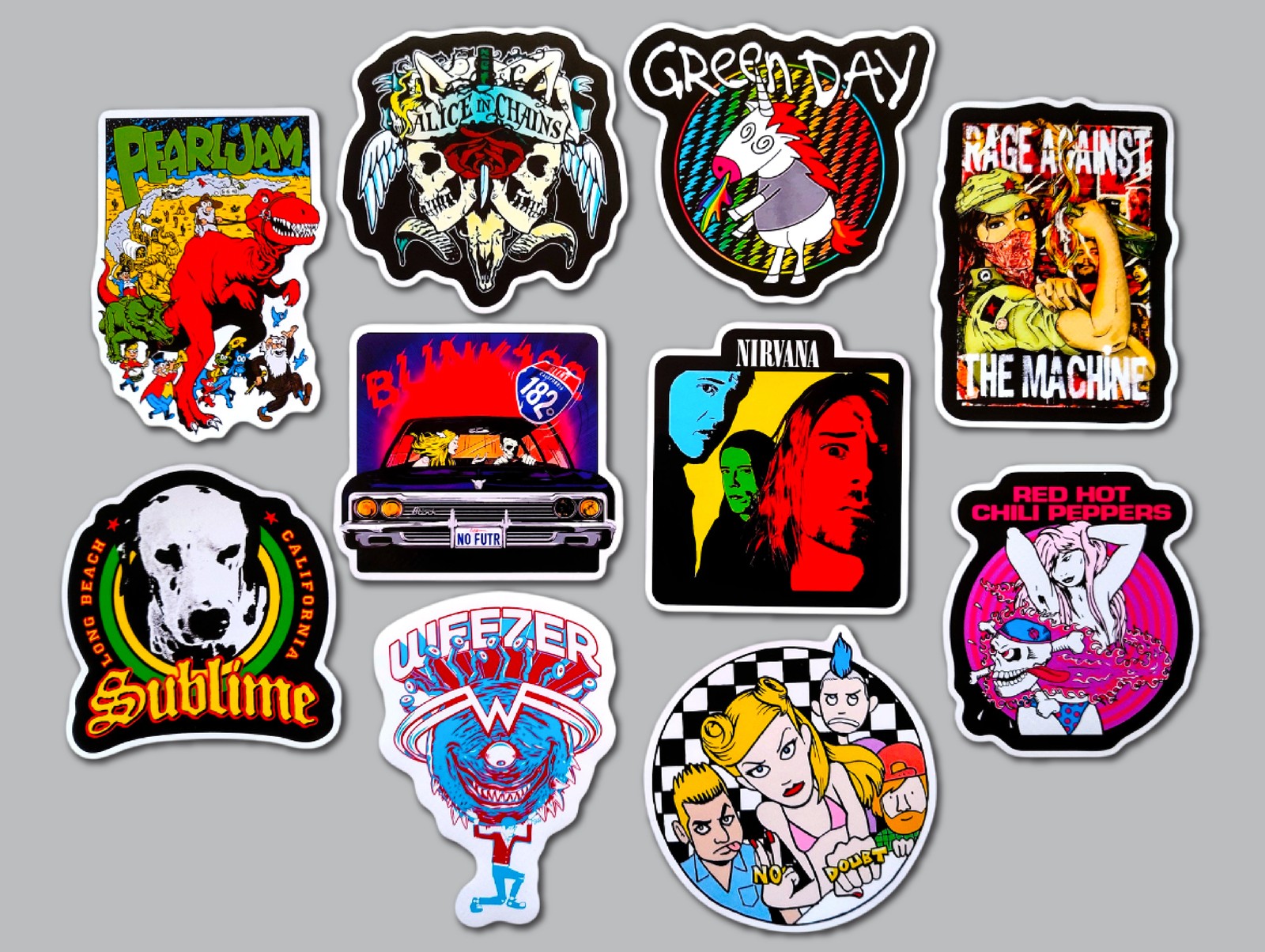 90’s Alternative Vinyl Lot Pack (10 Stickers) SET 15 red hot chili peppers ratm