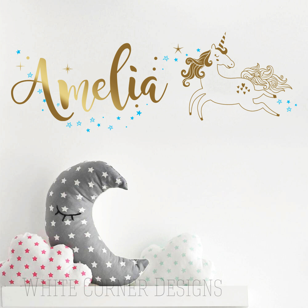 Unicorn Wall Decal – Custom Name Decal, Vinyl Wall Decal, Unicorn Decal, Kids