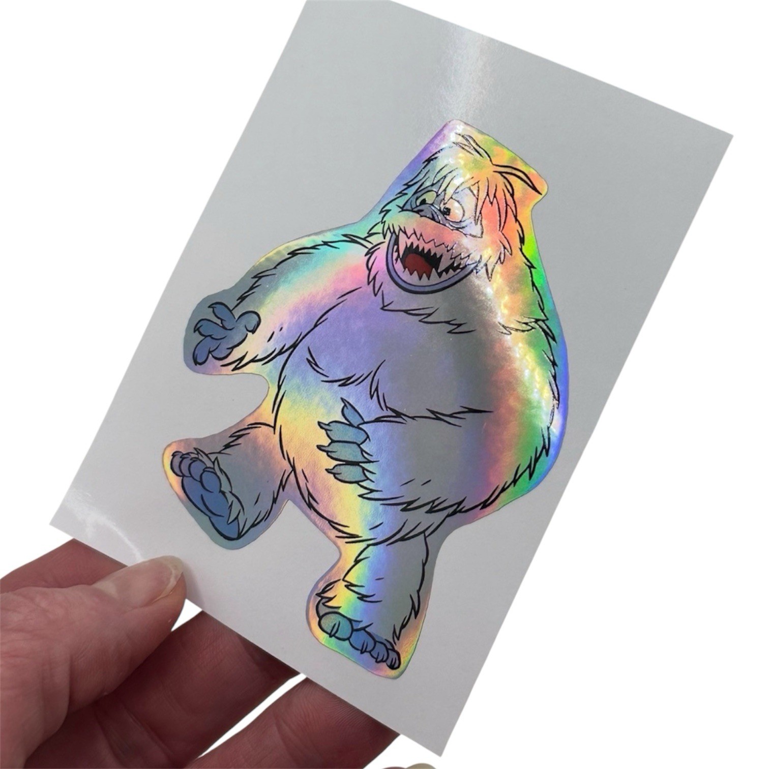 HOLOGRAPHIC METALLIC LASER YETI ABOMINABLE SNOWMAN RUDOLPH 3” VINYL STICKER