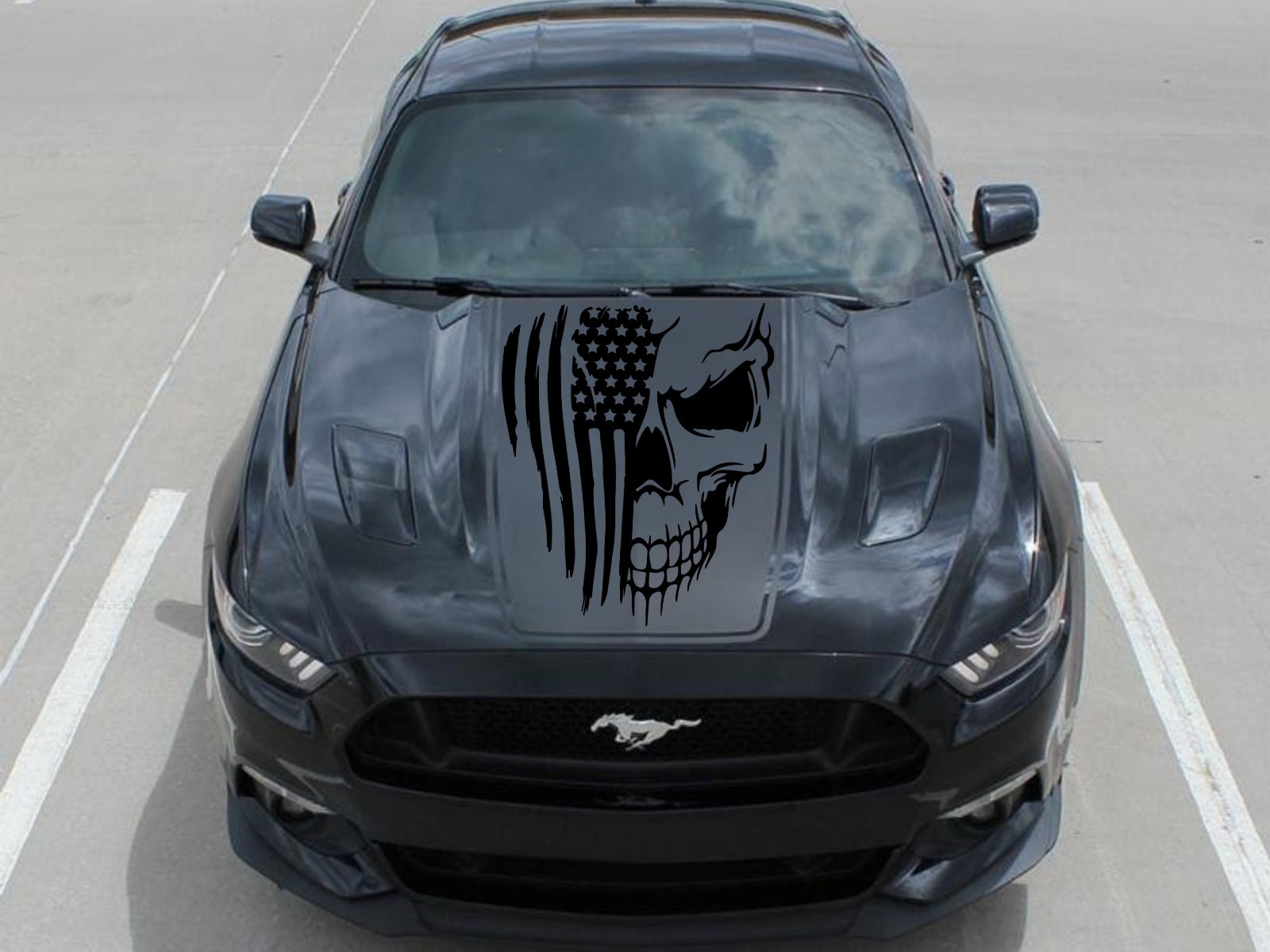 Distressed Skull America Flag Skeleton Vinyl Car Decal Sticker USA Truck Window