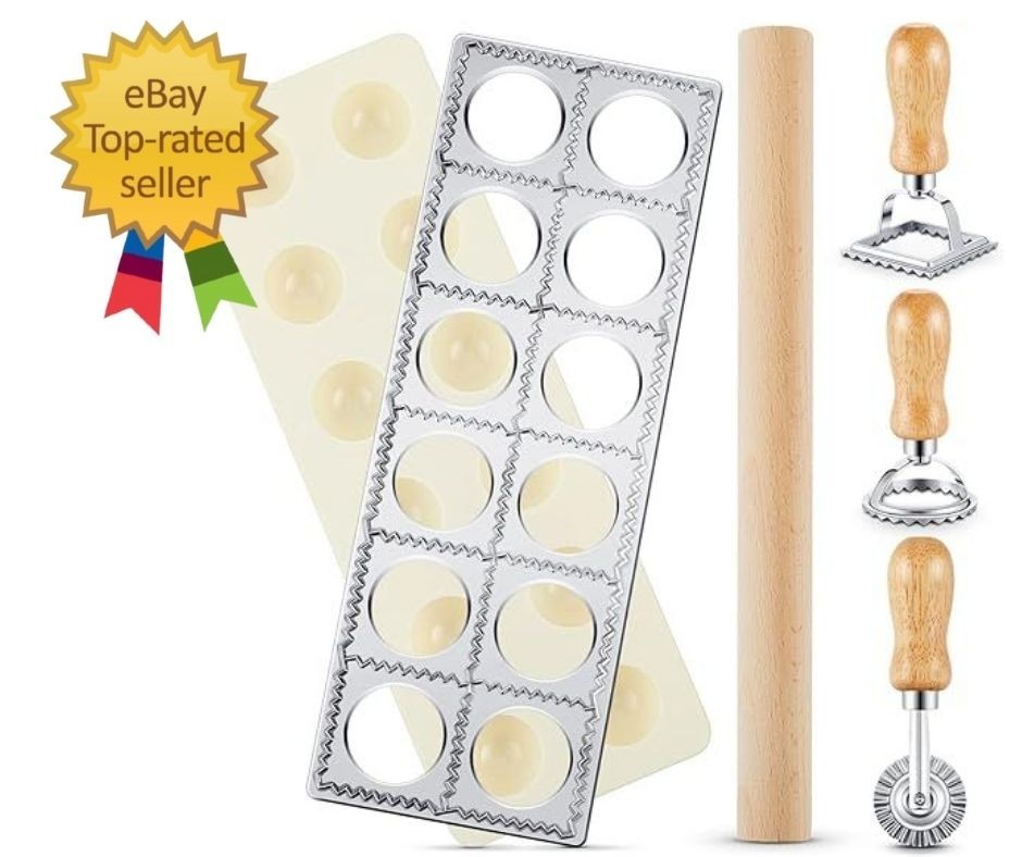 Geetery 5 Pcs Ravioli Mold Set 2 Inch Squares 2 Maker, Wood