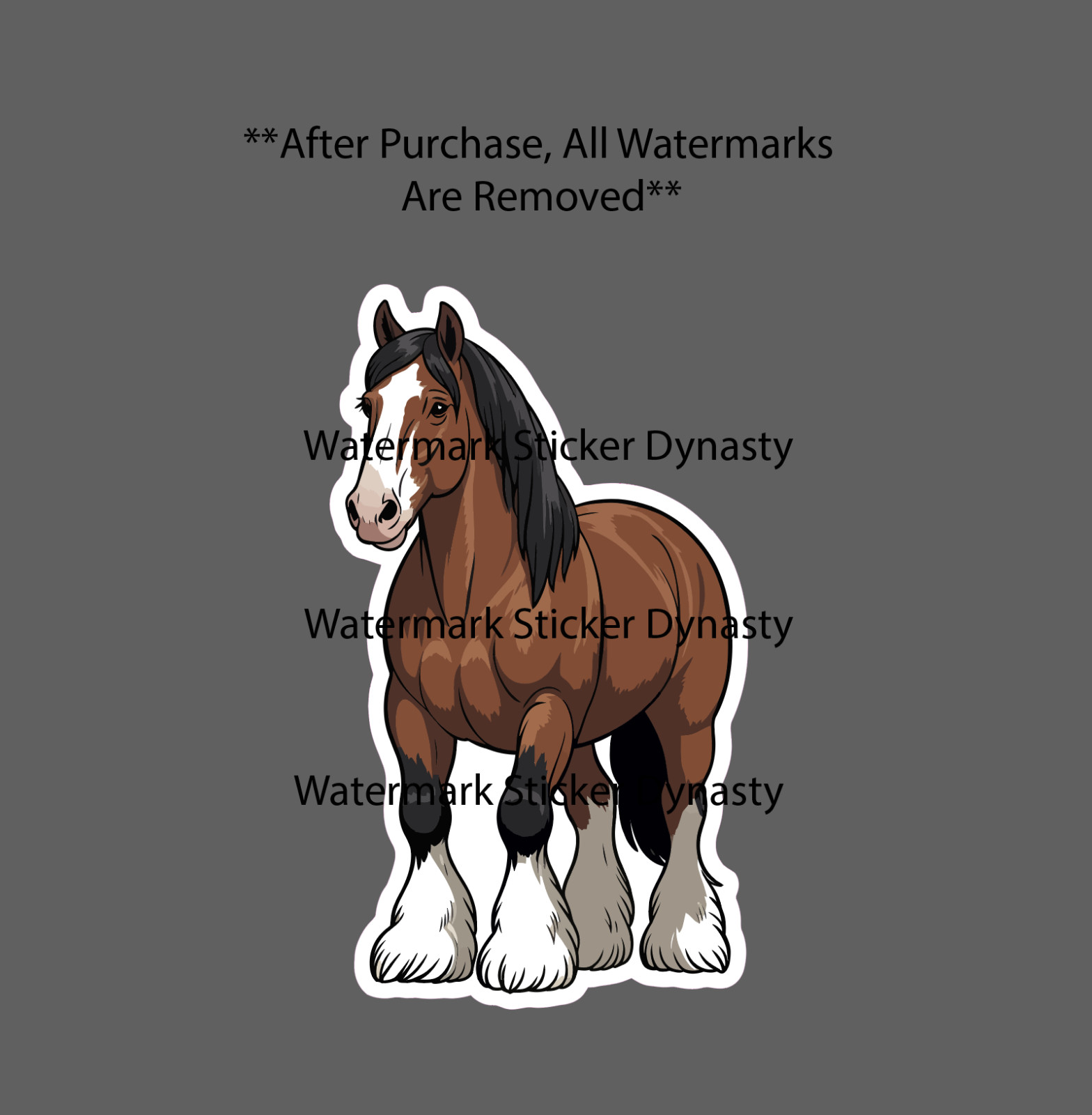 Clydesdale Horse Sticker Waterproof Decal Cartoon Horse Animal Country Gift NEW
